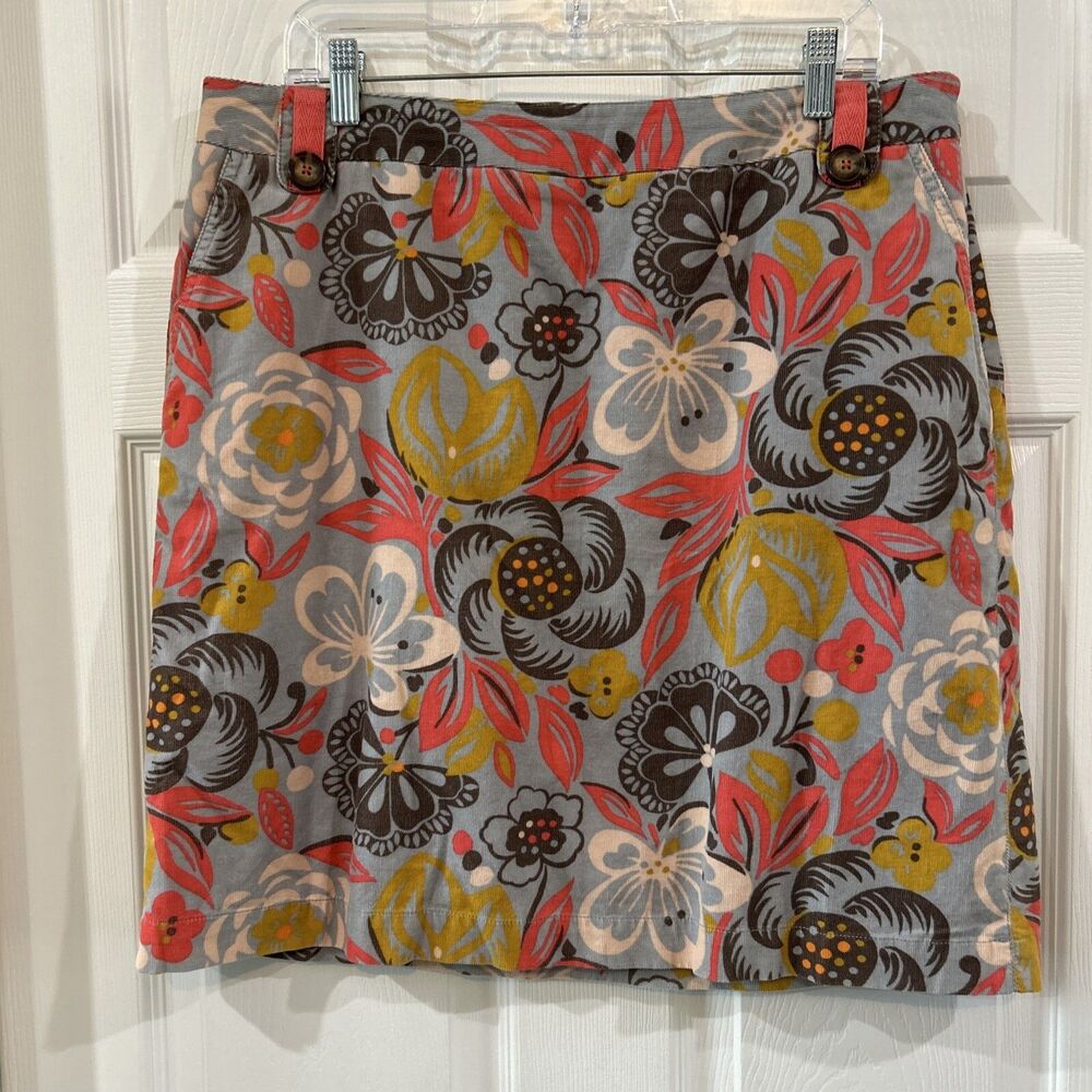 Boden Farm Country Fine Wale Corduroy A Line Floral Colorful Mini Skirt 12